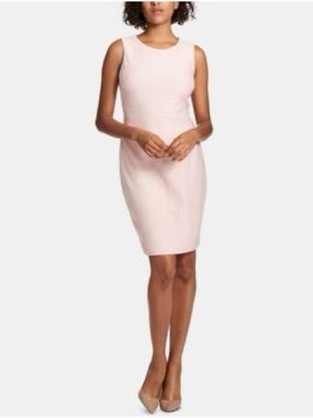 Tommy Hilfiger Pale Pink Crisscross-Knit Sleeveless Sheath Dress